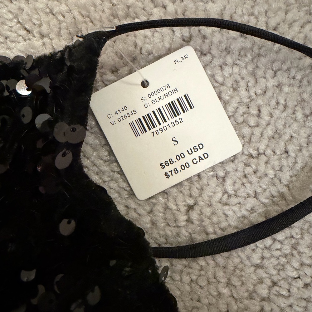Anthropologie Black Sequin Crop Top - Picture 3 of 4